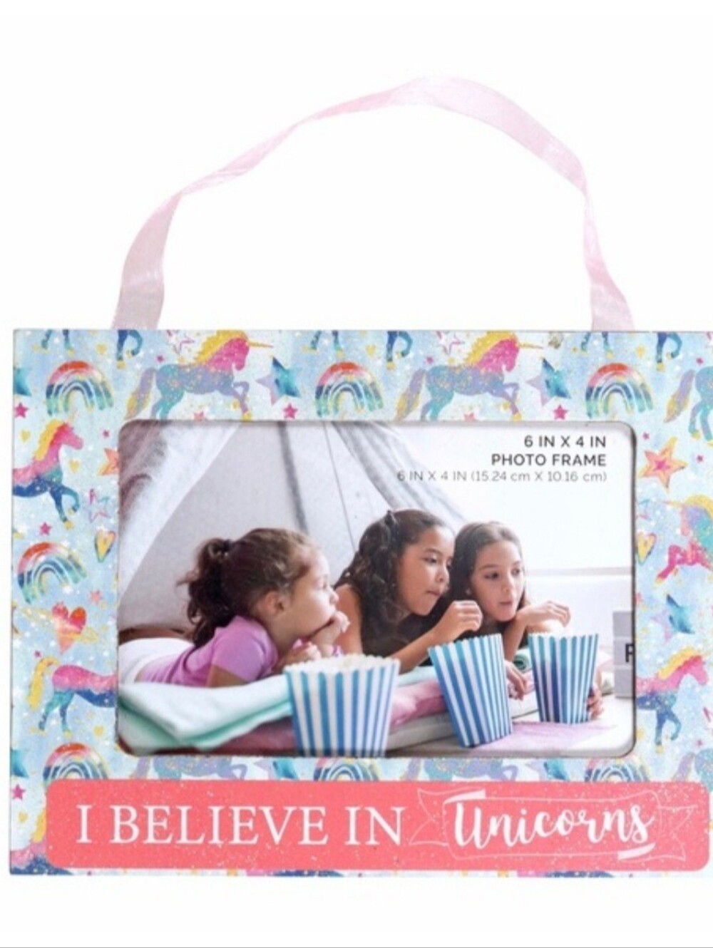 I Believe in Unicorns Decorative Photo Frame - Pastel Rainbow Unicorns 6"×4"